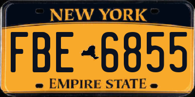 NY license plate FBE6855