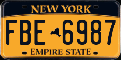 NY license plate FBE6987