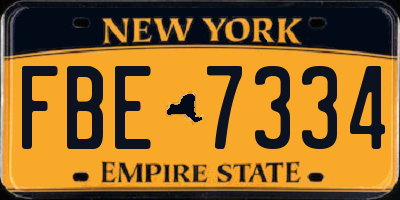 NY license plate FBE7334