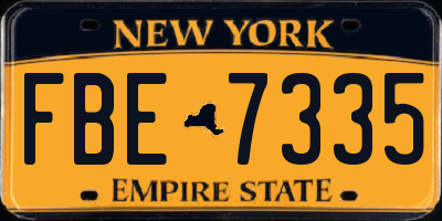NY license plate FBE7335