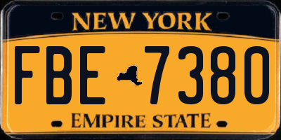 NY license plate FBE7380