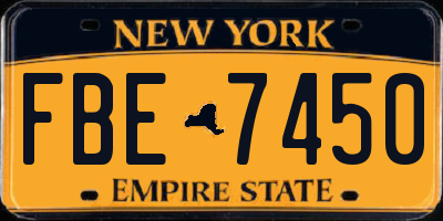 NY license plate FBE7450