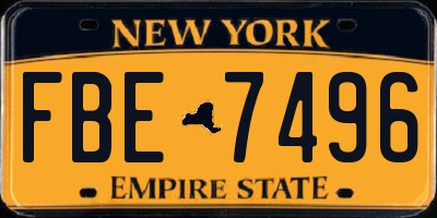NY license plate FBE7496