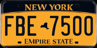 NY license plate FBE7500