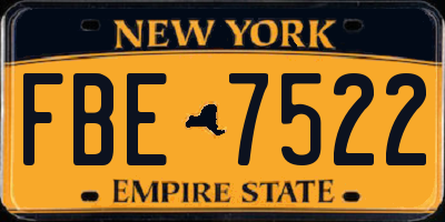 NY license plate FBE7522