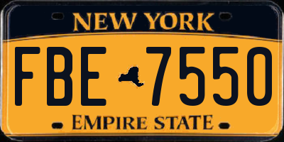 NY license plate FBE7550