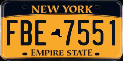 NY license plate FBE7551