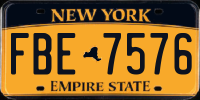 NY license plate FBE7576