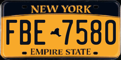 NY license plate FBE7580