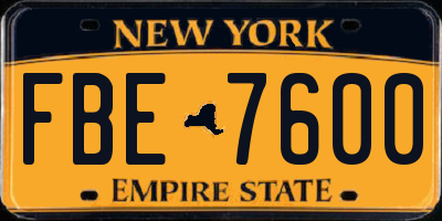 NY license plate FBE7600
