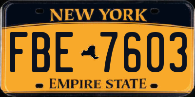 NY license plate FBE7603