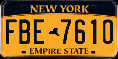 NY license plate FBE7610