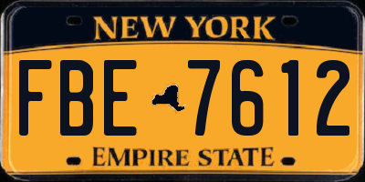 NY license plate FBE7612