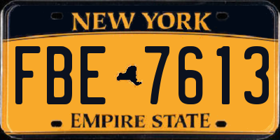 NY license plate FBE7613