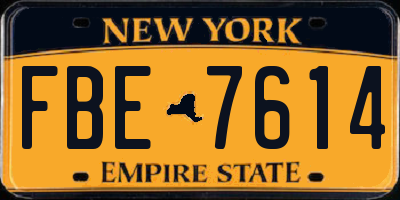 NY license plate FBE7614
