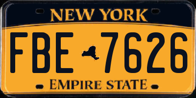 NY license plate FBE7626