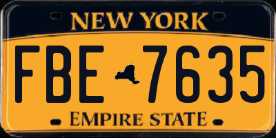 NY license plate FBE7635
