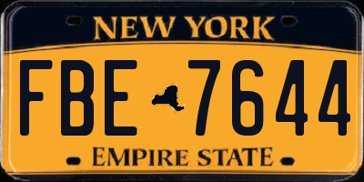 NY license plate FBE7644