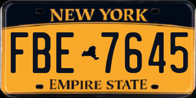 NY license plate FBE7645