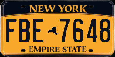 NY license plate FBE7648