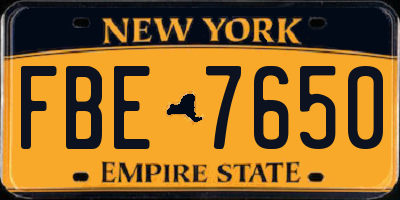 NY license plate FBE7650