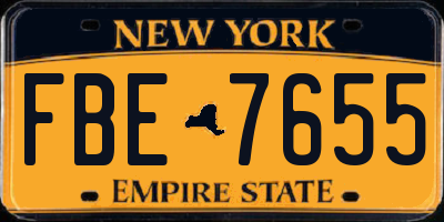 NY license plate FBE7655