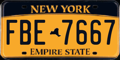 NY license plate FBE7667
