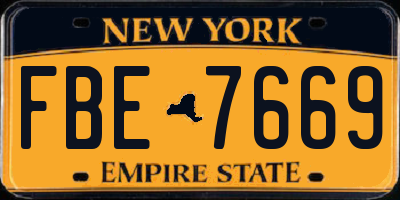 NY license plate FBE7669