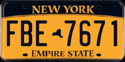 NY license plate FBE7671