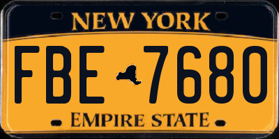 NY license plate FBE7680