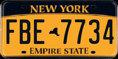 NY license plate FBE7734