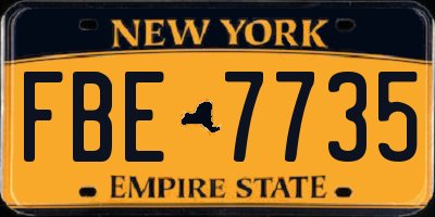NY license plate FBE7735