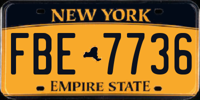 NY license plate FBE7736