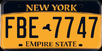 NY license plate FBE7747