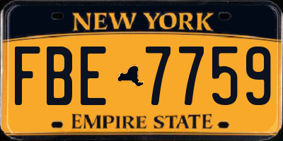 NY license plate FBE7759