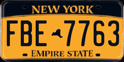 NY license plate FBE7763