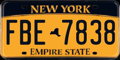 NY license plate FBE7838