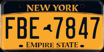 NY license plate FBE7847
