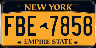 NY license plate FBE7858