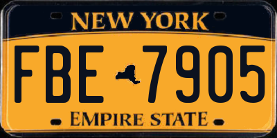 NY license plate FBE7905