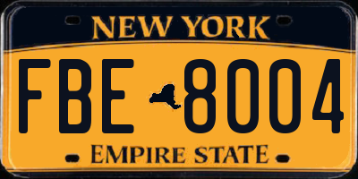 NY license plate FBE8004