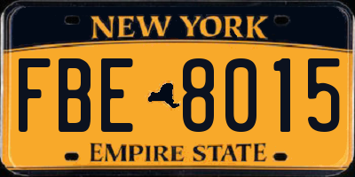 NY license plate FBE8015