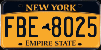 NY license plate FBE8025