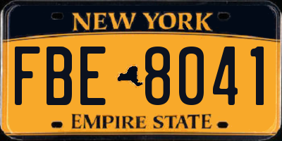 NY license plate FBE8041