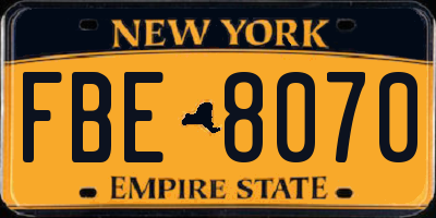 NY license plate FBE8070