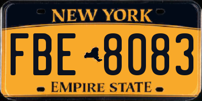 NY license plate FBE8083