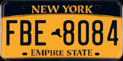 NY license plate FBE8084