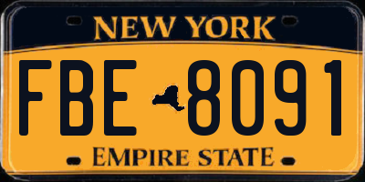 NY license plate FBE8091