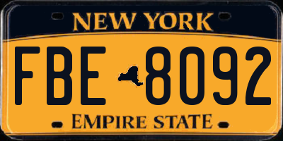 NY license plate FBE8092