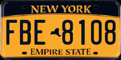 NY license plate FBE8108